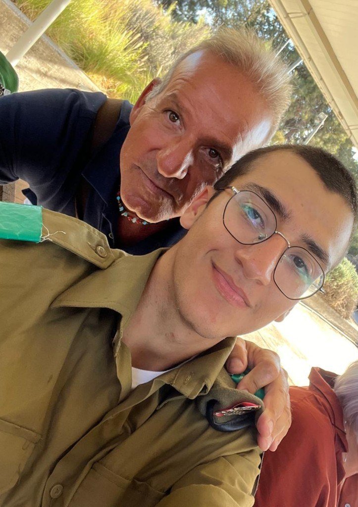 Shaked Dahan in uniform with his father